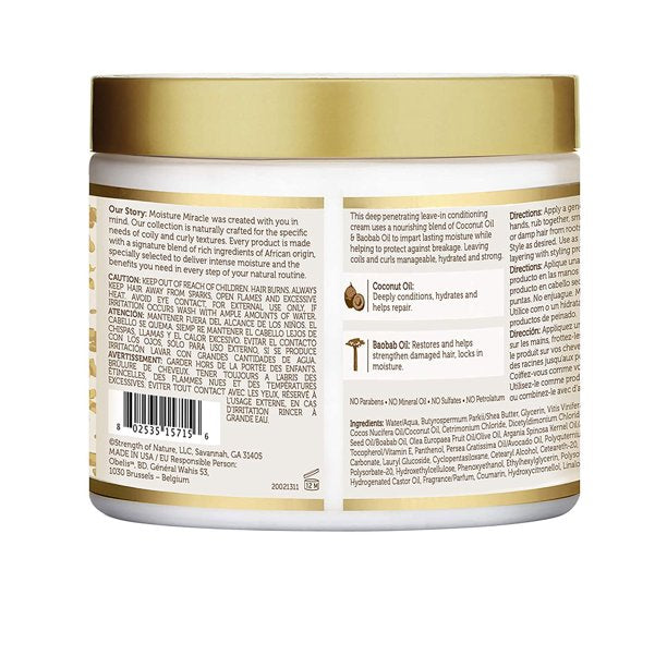 African Pride Moisture Miracle Crema Senza Risciacquo con Olio di Cocco e Olio di Baobab 425 g