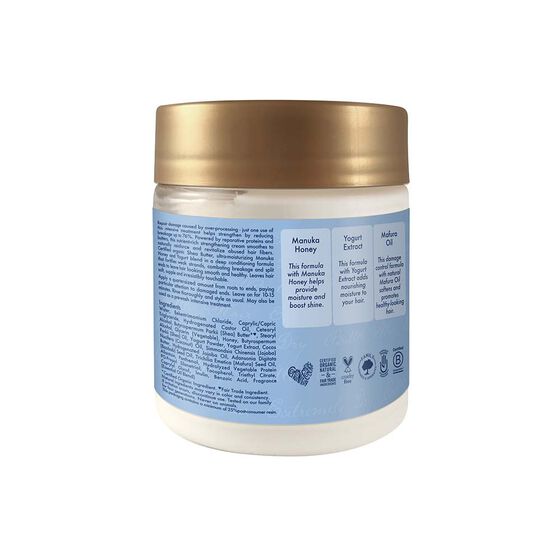 SheaMoisture's Manuka Honey & Yogurt Hydrate + Repair Protein-Strong Treatment rivitalizza i capelli sfibrati 354g