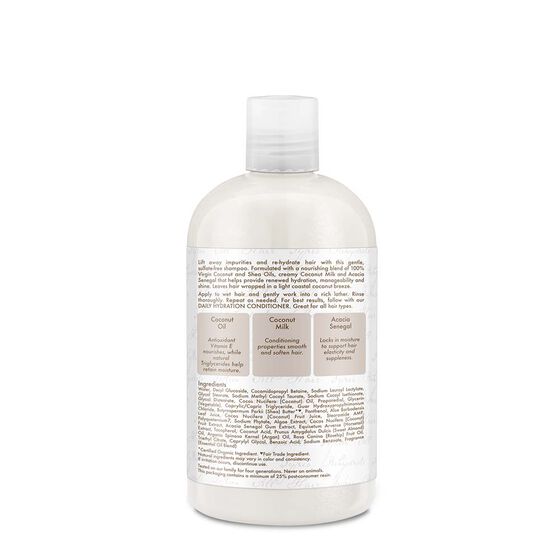 SheaMoisture Daily Hydration Shampoo auita a combatte crespo lasciando i ricci puliti e idratati 384ml.