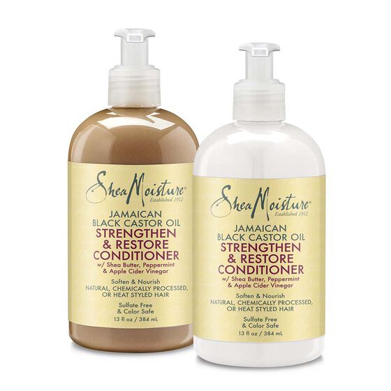 Shea Moisture shampoo e balsamo rinforzanti con olio di ricino giamaicano per capelli indeboliti