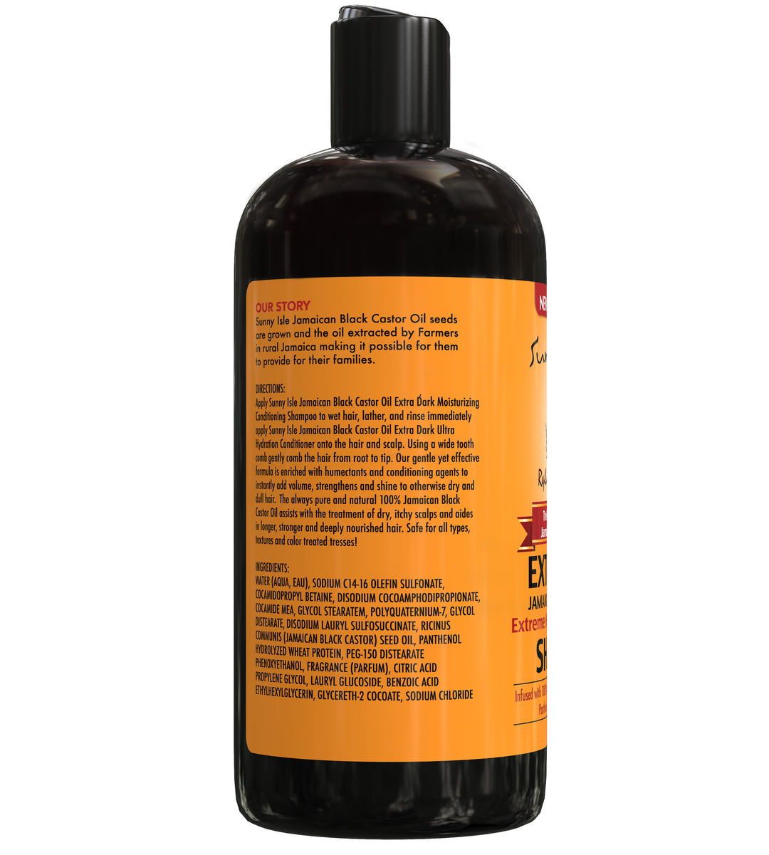 Sunny Isle Extra Dark Castor Oil Shampoo aiuta a rafforzare i capelli e ridurre purità 12oz