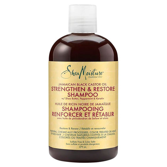 SheaMoisture Jamaican Black Castor Oil Strengthen Restore Shampoo deterge e rafforza i  capelli ricci 384ml