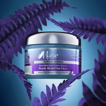 Glaseado perlado para trenzas con aceite dulce de moringa tropical y miel de The Mane Choice, 358,8 ml (12 oz)