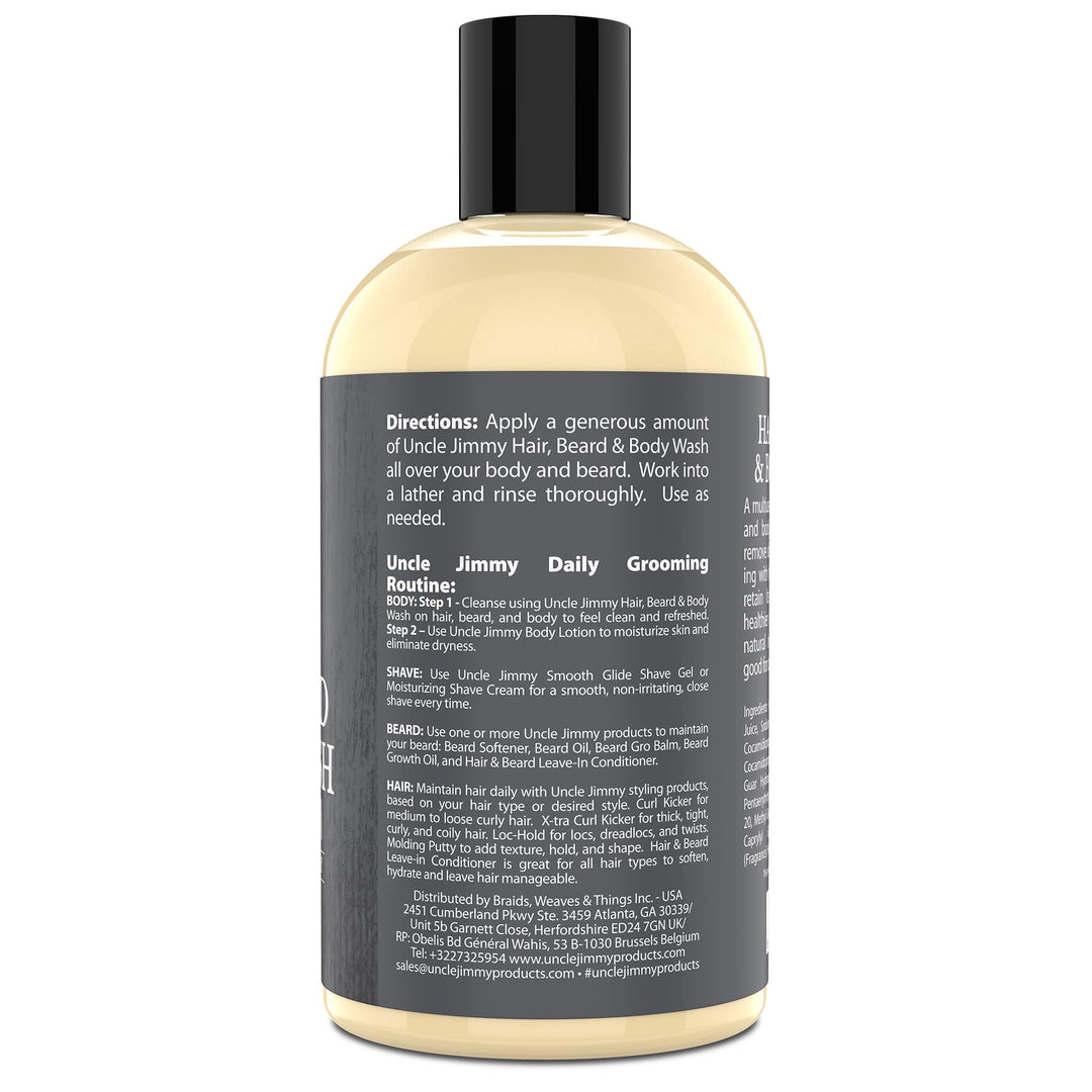 Nettoyant cheveux, barbe et corps Uncle Jimmy 12oz 356ml