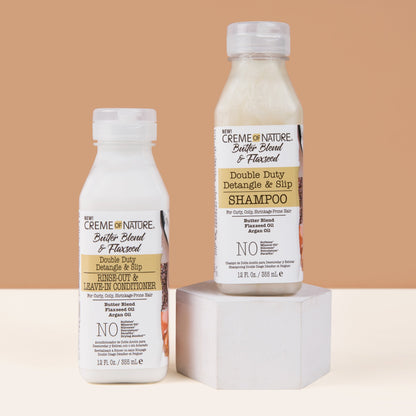 Acondicionador con enjuague y sin enjuague Creme Of Nature Double Duty Detangle &amp; Slip 355 ml (12 onzas líquidas)