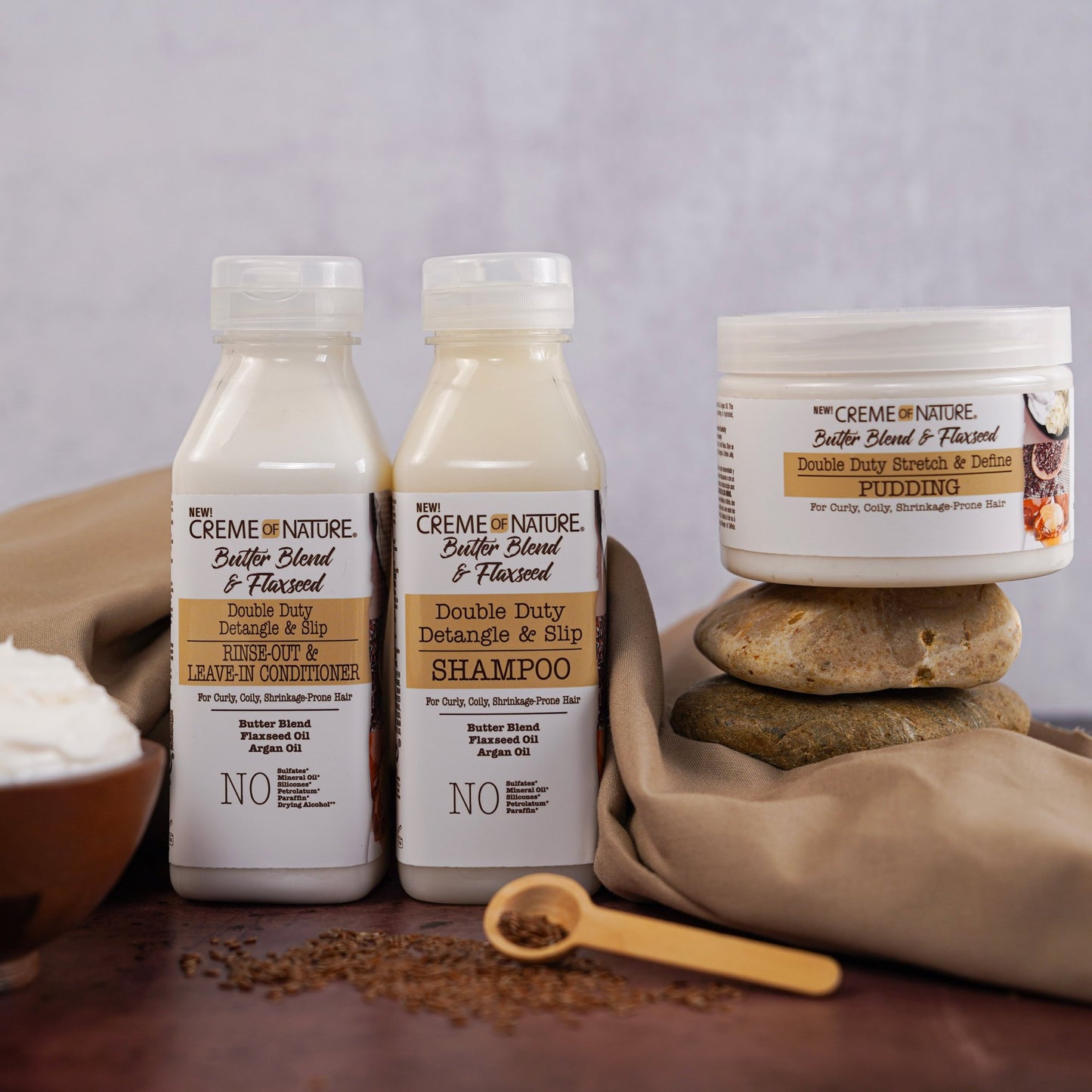 Creme of Nature Butter Blend &amp; Flaxseed Stretch & Define Styling Cream Pudding 326g,11.5oz