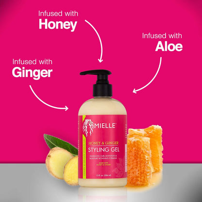 Gel fijador Mielle Organics de miel y jengibre, 384 ml